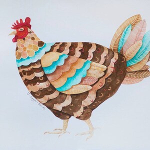 Henrietta, giclée print, hen, chicken, chook, folk art