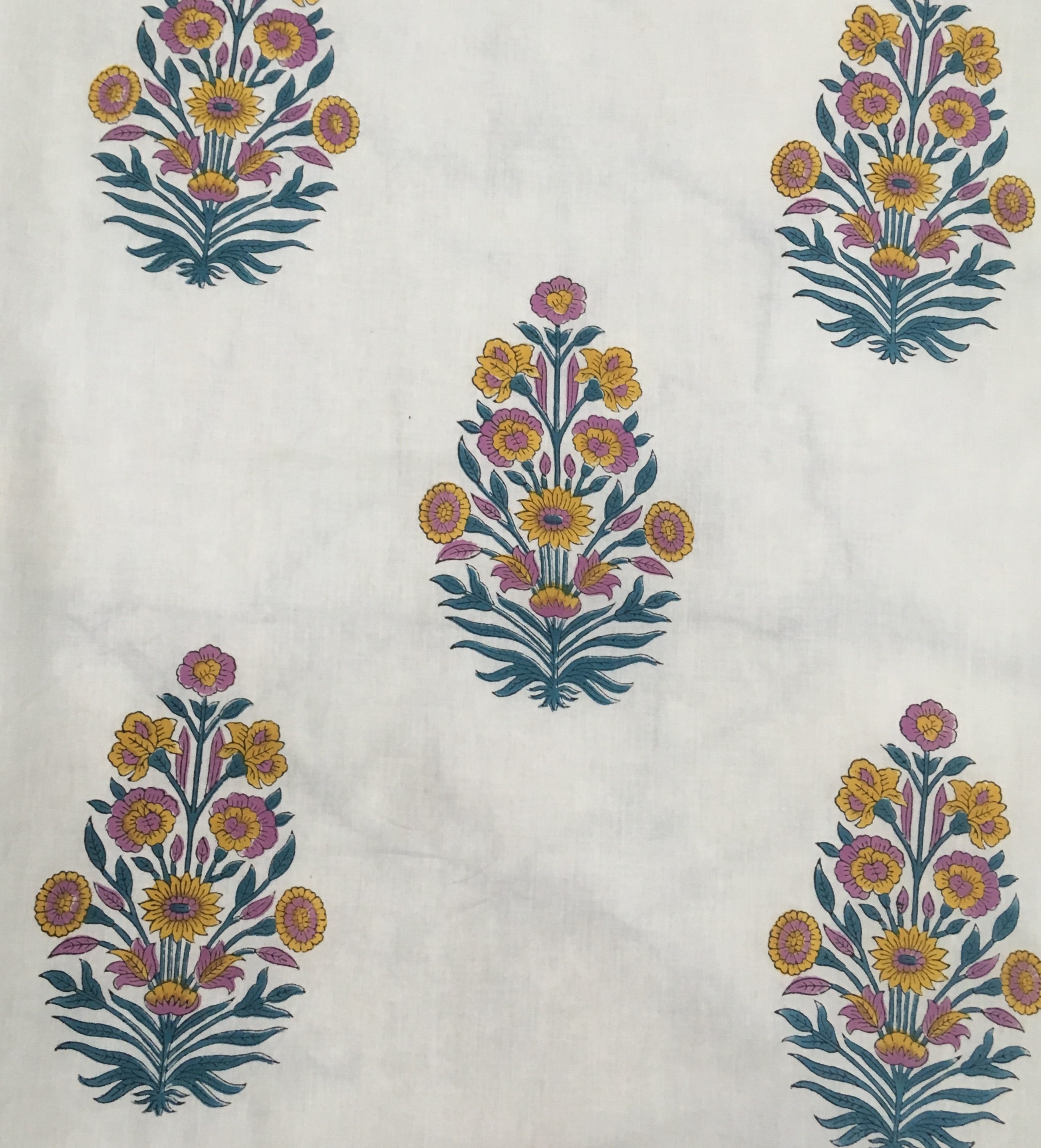 Floral Print Block Print Fabric 100% Cotton Indian Fabric, Hand