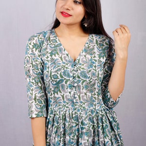 Hand Block Printed Dress, Block Print Dress, Indian Tunics, Hand Printed Dress, Indian Cotton Long Gown, Indian Cotton Dress, Printed Dress