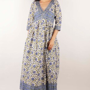 Block Print Dress, Hand Block Printed Dress, Indian Cotton Dress, Indian Block Print Dress, Block Printed Dress For Women