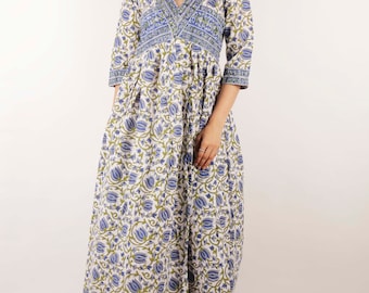 Hand Block Print Cotton Maxi Dress | Jaipur Boho Summer Dress