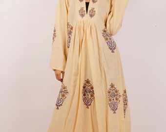 Hand Block Print Cotton Maxi Dress: Indian Summer Dress