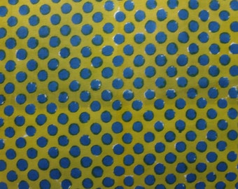 5 Yards Hand Block Printed Solid Dot Polkas Fabric: Yellow, Orange, Indigo Blue, Sky Blue, Gray