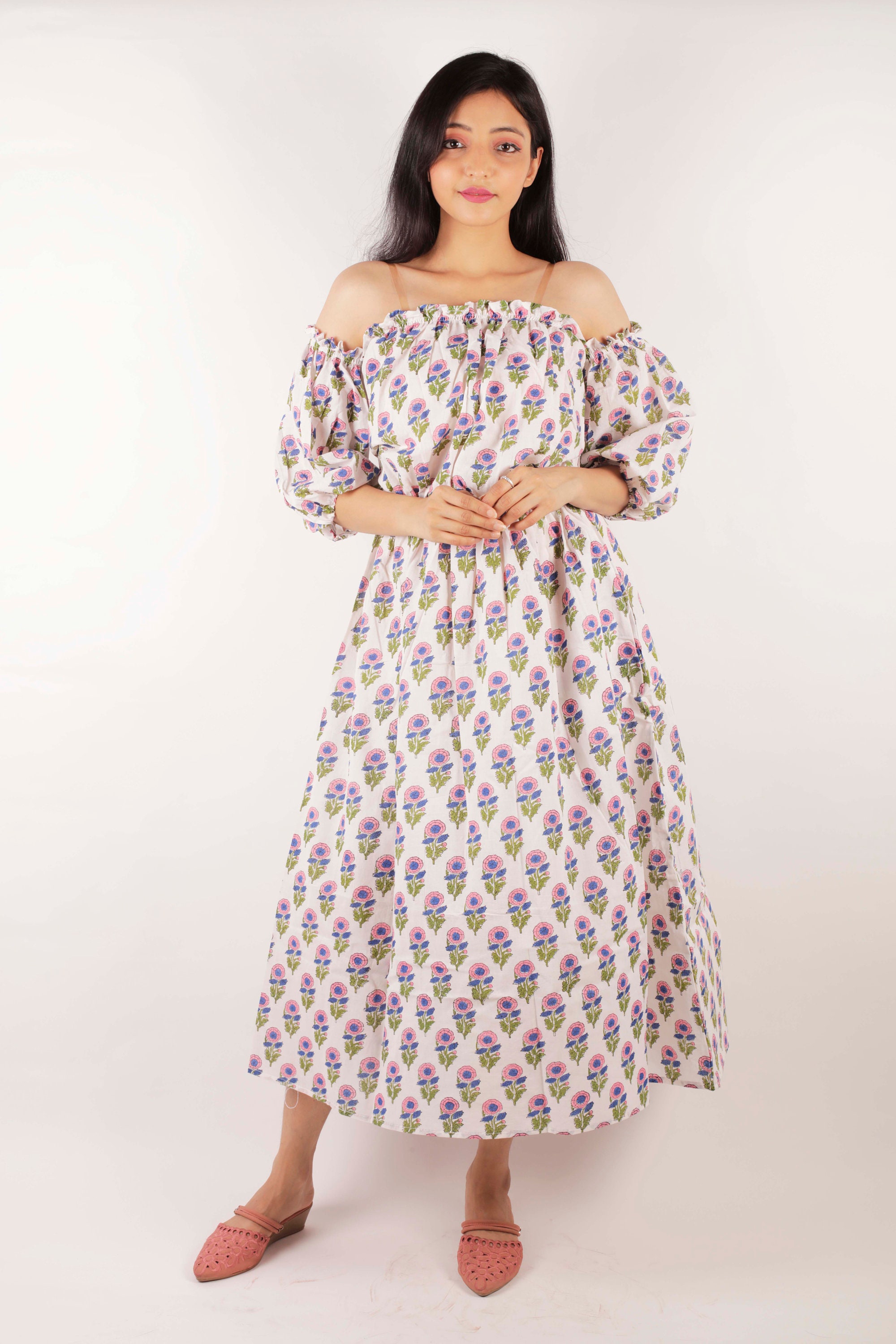 Block Print Dress Hand Block Printed Dress Indian Cotton Etsy