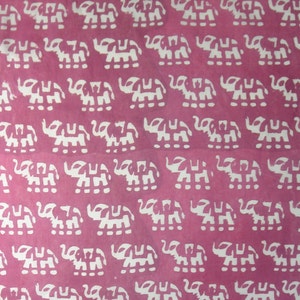 5 Yards Elefant Hand Block Print Stoff, indische Baumwollstoff, Baumwollstoff, Dabu Druck Stoff, Bedruckter Stoff, Blockdruck