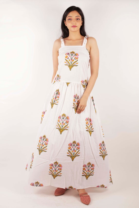 Hand Block Print Cotton Maxi Dress | Jaipur Boho Summer Dress
