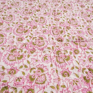 Indian Hand Block Print Kantha Quilt, Block Print Quilt, Cotton Kantha Quilt, Hand Printed Kantha Quilt, Kantha Bedspread, Muslin Quilt