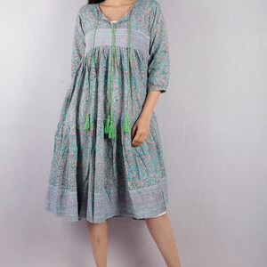 Hand Block Printed Dress, Block Print Dress, Indian Tunics, Hand Printed Dress, Indian Cotton Long Gown, Indian Cotton Dress, Printed Dress