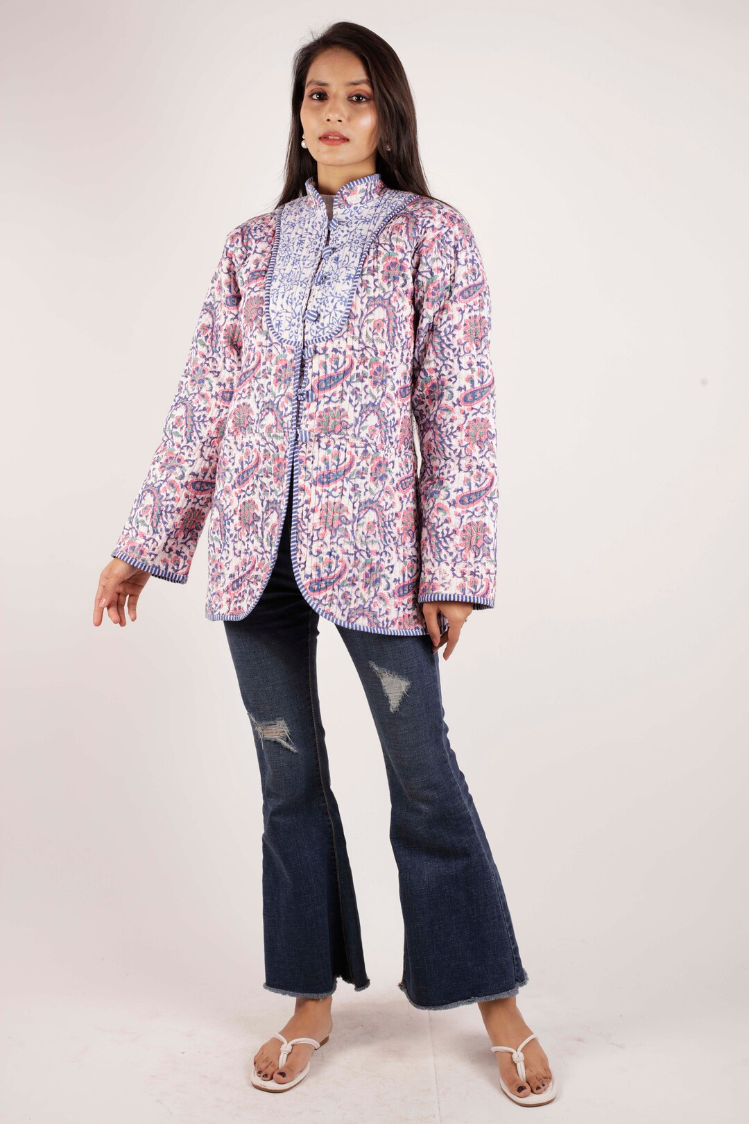 Block Print Jacket Cotton Quilted Jacket Reversible Block Etsy