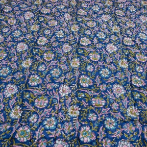 Indian Hand Block Print Kantha Quilt, Block Print Quilt, Cotton Kantha Quilt, Hand Printed Kantha Quilt, Kantha Bedspread, Muslin Quilt