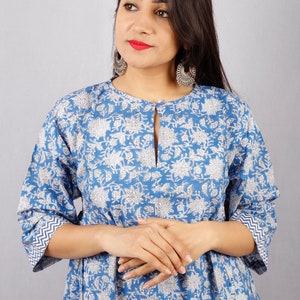 Hand Block Printed Dress, Block Print Dress, Indian Tunics, Hand Printed Dress, Indian Cotton Long Gown, Indian Cotton Dress, Printed Dress