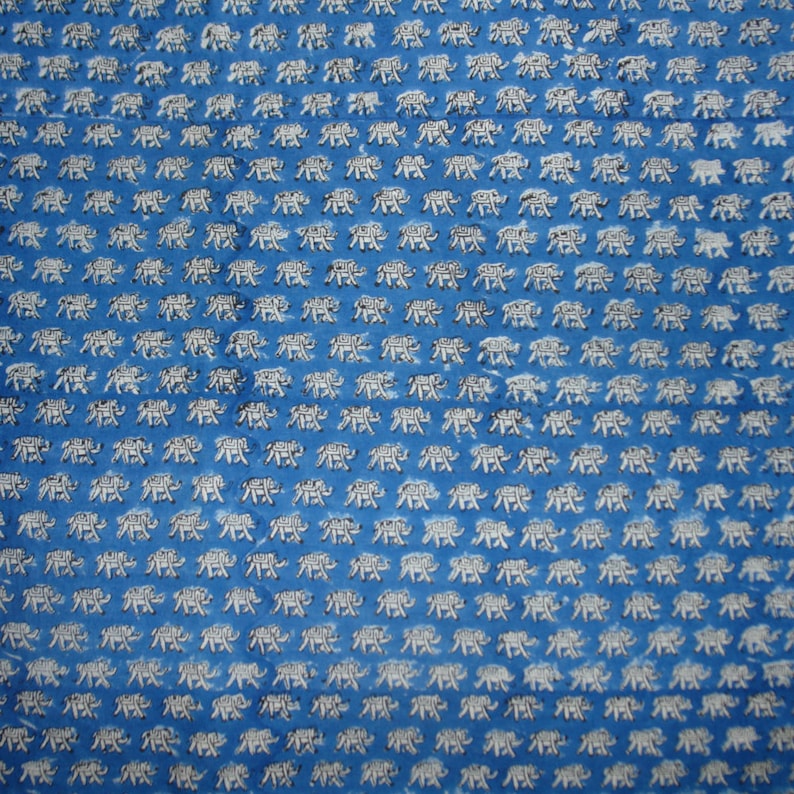 Red Elephant Print Fabric 5 Yards Indigo Block Printed Fabric Block Print Fabric Yellow Elephant Hand Printed Fabric Cotton Fabric