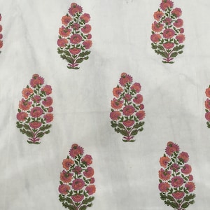 5 Yards Block Print Fabric, Indian Cotton Fabric, Printed Cotton Fabric, Hand Print Fabric, Printed Fabric, Block Print Fabric, Mughal Print
