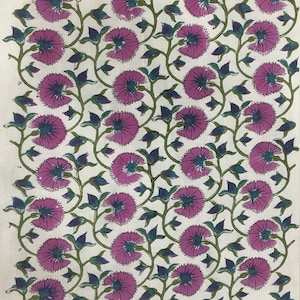 5 Yard Hand Block Print Fabric, Indian Cotton Fabric, Printed Cotton Fabric, Hand Print Fabric, Printed Fabric, Block Print Fabric