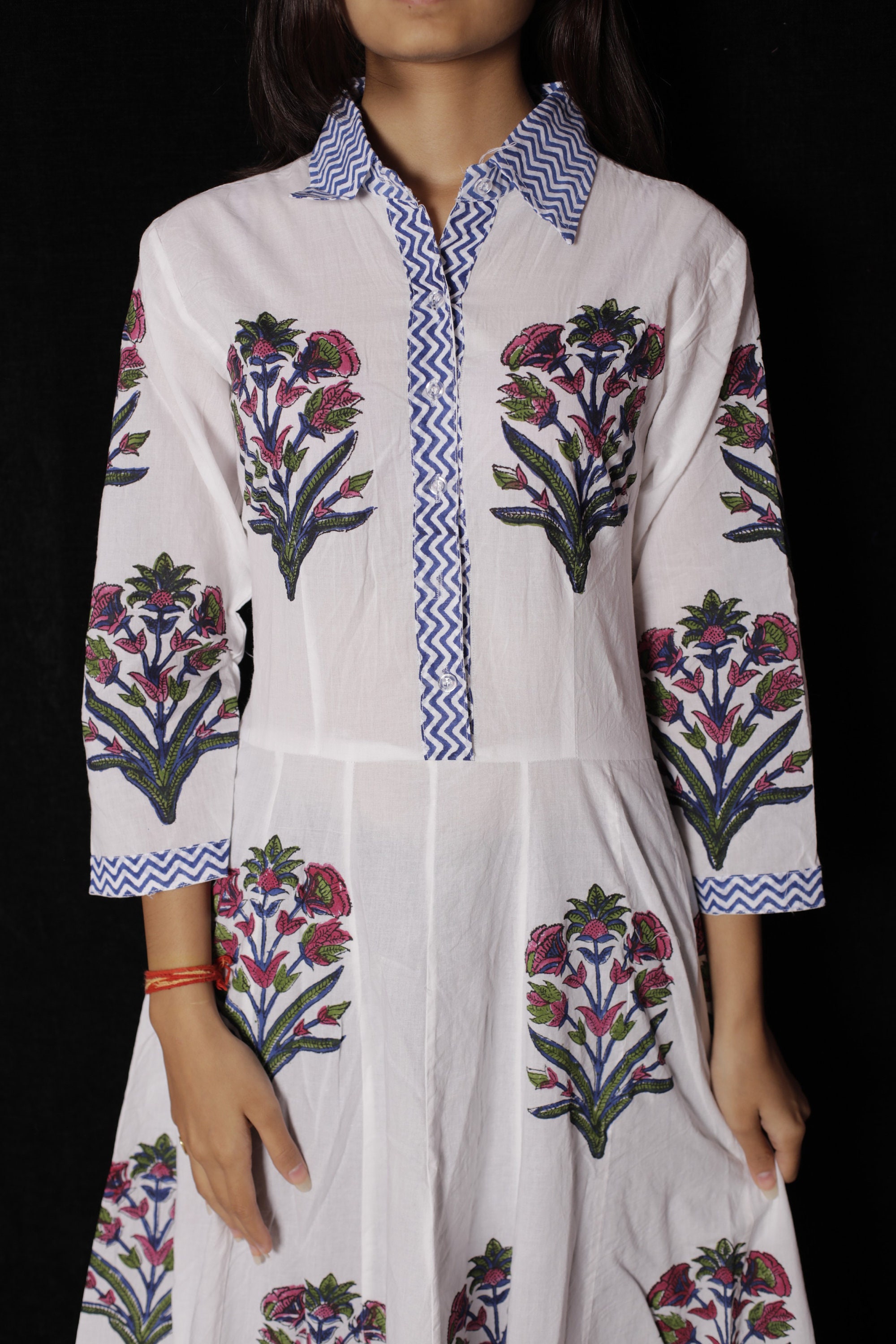 Indian Hand block Printed Long Gown Dress For Women Block Etsy