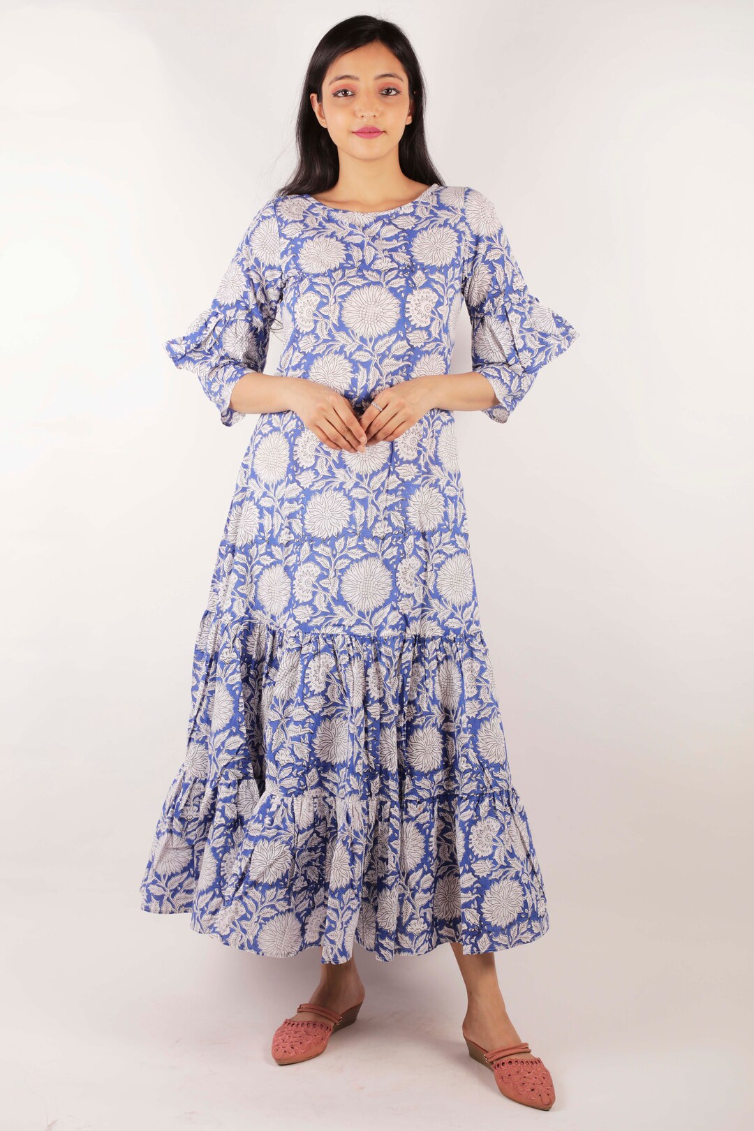 White block printed dress