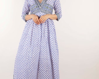 Block Print Dress, Hand Block Printed Dress, Indian Cotton Dress, Indian Block Print Dress, Block Printed Dress For Women