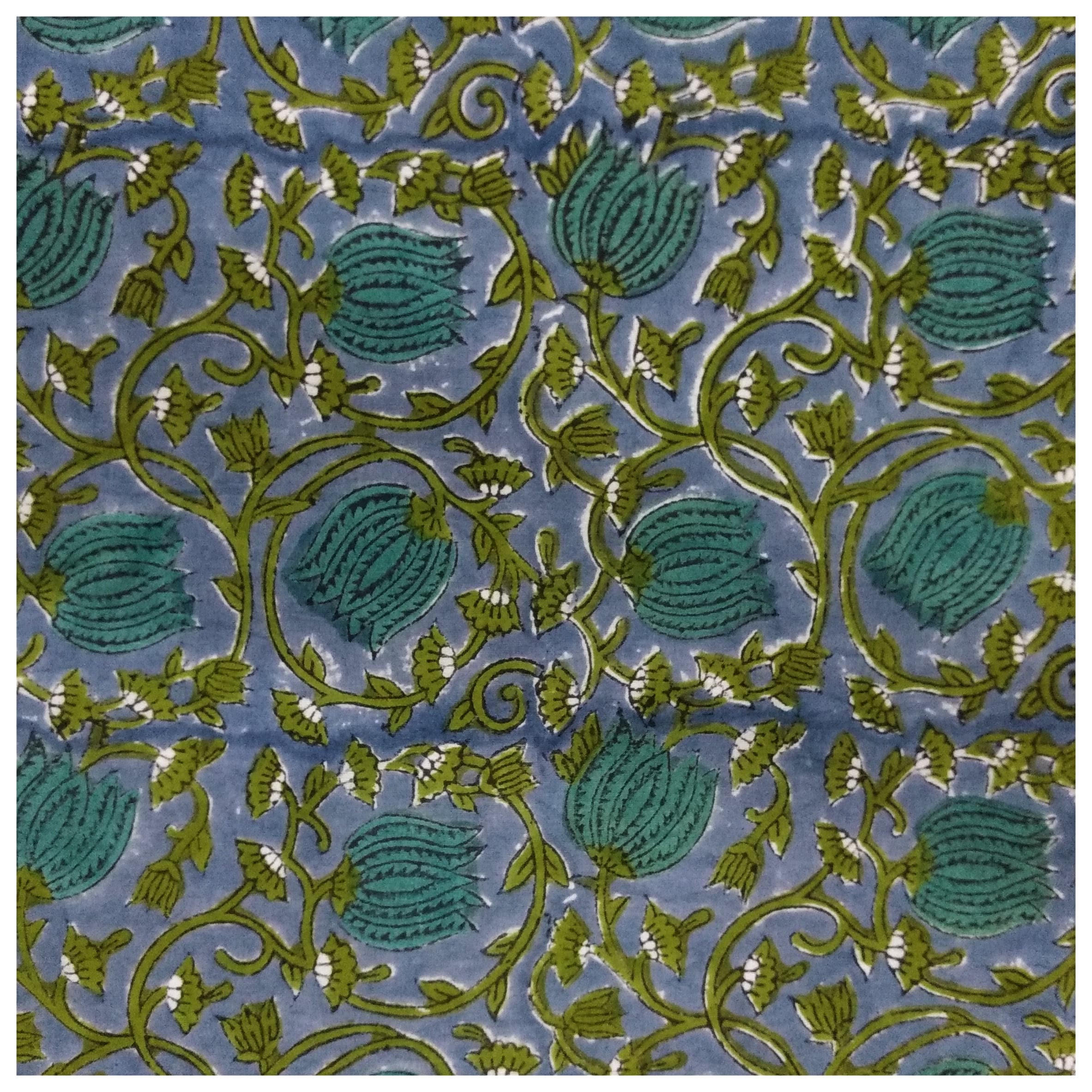 5 Yard Lotus Hand Block Print Fabric Indian Cotton Fabric Etsy 日本