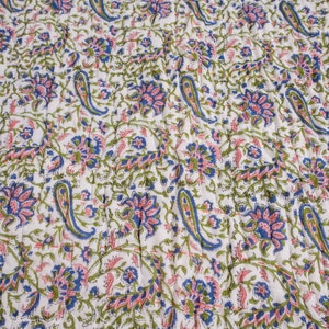 Indian Hand Block Print Kantha Quilt, Block Print Quilt, Cotton Kantha Quilt, Hand Printed Kantha Quilt, Kantha Bedspread, Muslin Quilt