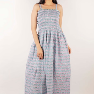 Block Print Dress, Hand Block Printed Dress, Indian Cotton Dress, Indian Block Print Dress, Block Printed Dress For Women