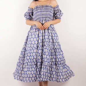 Hand Block Printed Cotton Dress: Indian Block Print