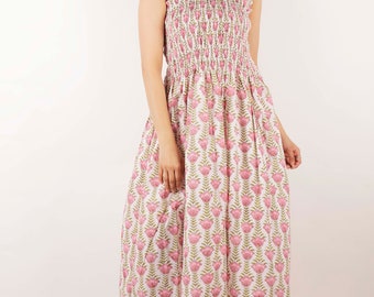 Block Print Dress, Hand Block Printed Dress, Indian Cotton Dress, Indian Block Print Dress, Block Printed Dress For Women