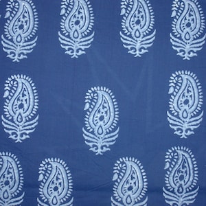 Indigo fabric, Indigo Hand Printed Fabric, Printed Cotton Fabric, Block Print Fabric, Indian Cotton Fabric by the yard, Block Printed Fabric