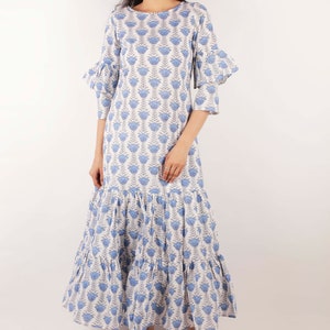 Block Print Dress, Hand Block Printed Dress, Indian Cotton Dress, Indian Block Print Dress, Block Printed Dress For Women