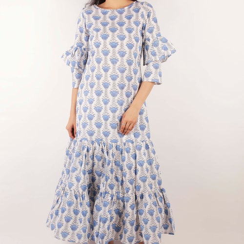 Block Print Dress Hand Block Printed Dress Indian Cotton Etsy