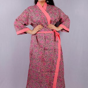 Block Print Kimono, Hand Block Print Kimono, Indian Cotton Kimono, Kimono Robe, Cotton Robe, Block Print Cotton Bathrobe, Indian Robes