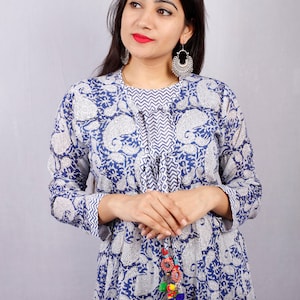 Hand Block Printed Dress, Block Print Dress, Indian Tunics, Hand Printed Dress, Indian Cotton Long Gown, Indian Cotton Dress, Printed Dress
