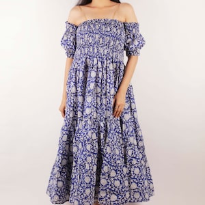 Block Print Dress, Hand Block Printed Dress, Indian Cotton Dress, Indian Block Print Dress, Block Printed Dress For Women