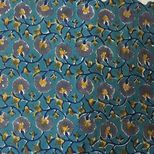 5 Yards Hand Block Print Fabric, Indian Cotton Fabric, Printed Cotton Fabric, Hand Print Fabric, Printed Fabric, Block Print Fabric