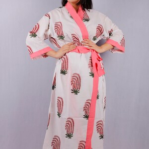 Block Print Kimono, Hand Block Print Kimono, Indian Cotton Kimono, Kimono Robe, Cotton Robe, Block Print Cotton Bathrobe, Indian Robes