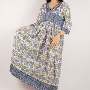 Hand Block Printed Dress, Block Print Dress, Indian Tunics, Hand Printed Dress, Indian Cotton Long Gown, Indian Cotton Dress, Printed Dress