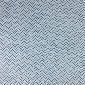 5 Yards Hand Block Printed Fabric: Blue, Orange, Sky Blue image 1