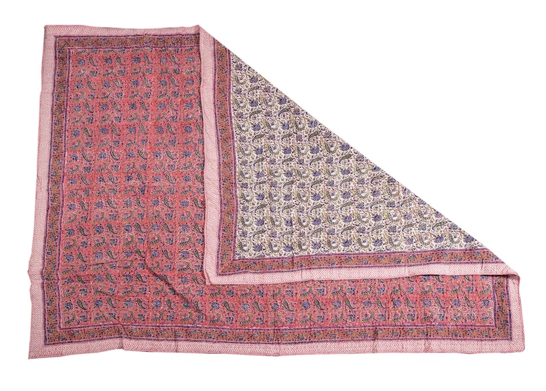 Indian Hand Block Print Quilt Quilted bedspreads Winter Quilts Jaipuri Razai Muslin Quilt Handmade Quilt Quilts for Sale Cotton Quilt