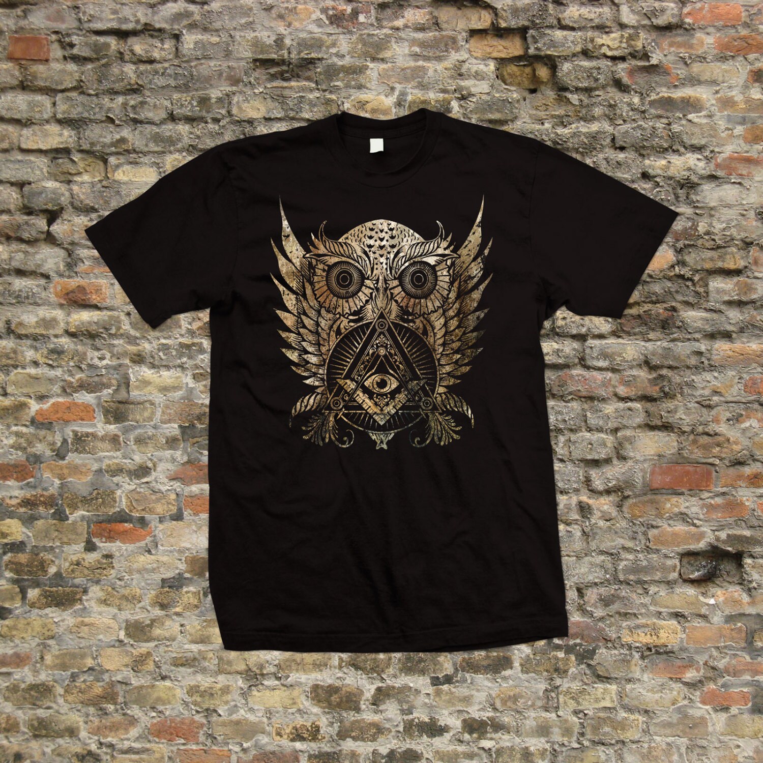 Image of Owl Illuminatii T Shirt 100% Cotton - 2030