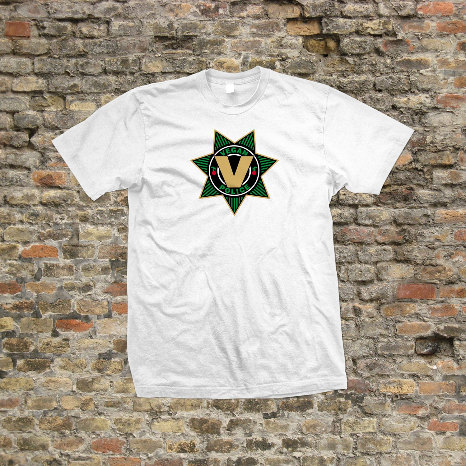 Image of Vegan Police T Shirt 100% Cotton - 686