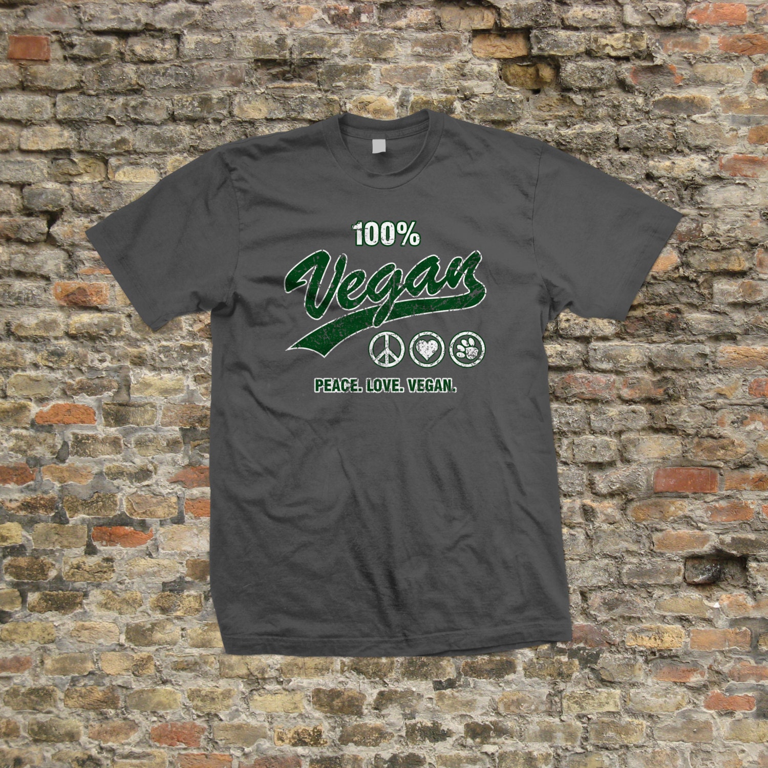 Image of Peace Love Vegan T Shirt 100% Cotton - 1264