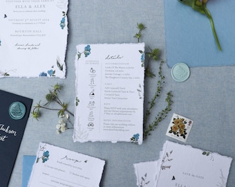 Blue Wildflower Boho Details Card | Colourful Floral Botanical Invites | Rustic Barn Wedding Suite | Affordable Whimsical Wedding Stationery