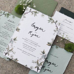 Floral Wedding Invitation, Blue Flower Wedding Invitation, Botanical Wedding Invite, Hydrangea Wedding Invitation Set, Floral Wedding Invite image 7