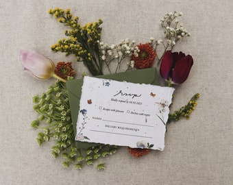 Seeded Wildflower Boho RSVP Card | Floral Botanical Invites | Rustic Barn Wedding Suite | Country Garden Wedding Stationery