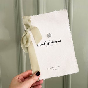 Hochzeit Trauzeugin-Booklet | 1er-Set | Schreiben Sie Ihre eigene Rede | Personalisierte moderne Minimal Ribbon Hochzeit Gelübde Buch