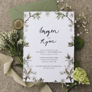 Floral Wedding Invitation, Blue Flower Wedding Invitation, Botanical Wedding Invite, Hydrangea Wedding Invitation Set, Floral Wedding Invite image 4