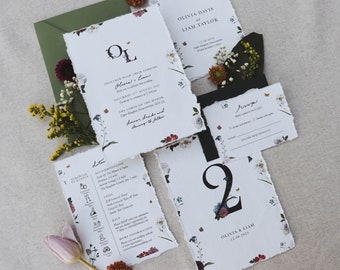 Wildflower Boho Table number | Colourful Floral Wedding Invites | Rustic Barn Wedding Theme | Affordable Whimsical Wedding Stationery