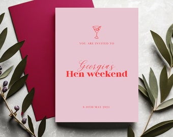 Hen Do Itinerary Card, Hen Party Itineraries, Hen Do Invitation Bride, Bachelorette Party, Hen Weekend, Hen Do, Hen Party Invite, Bride