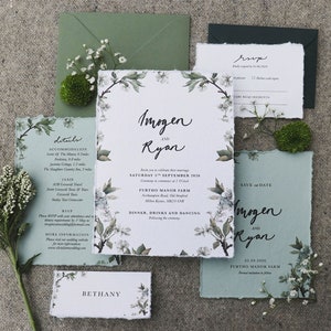 Floral Wedding Invitation, Blue Flower Wedding Invitation, Botanical Wedding Invite, Hydrangea Wedding Invitation Set, Floral Wedding Invite image 8