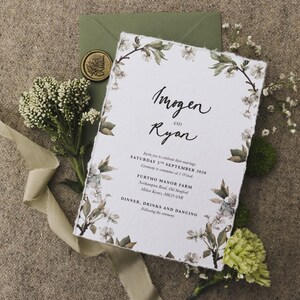 Floral Wedding Invitation, Blue Flower Wedding Invitation, Botanical Wedding Invite, Hydrangea Wedding Invitation Set, Floral Wedding Invite image 9