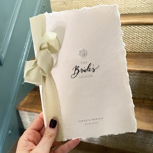 Boeken bruiloft bruiden | Set van 1 | Schrijf je eigen toespraak | Gepersonaliseerde modern minimaal lint trouwgelofteboek | Boekje met toespraak voor de bruid